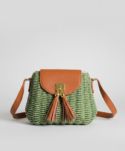Mini sac style osier cubique - Vert