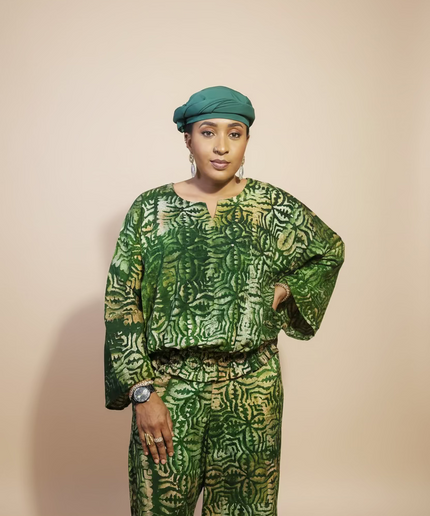 Ensemble pantalon adire ademide - vert forest