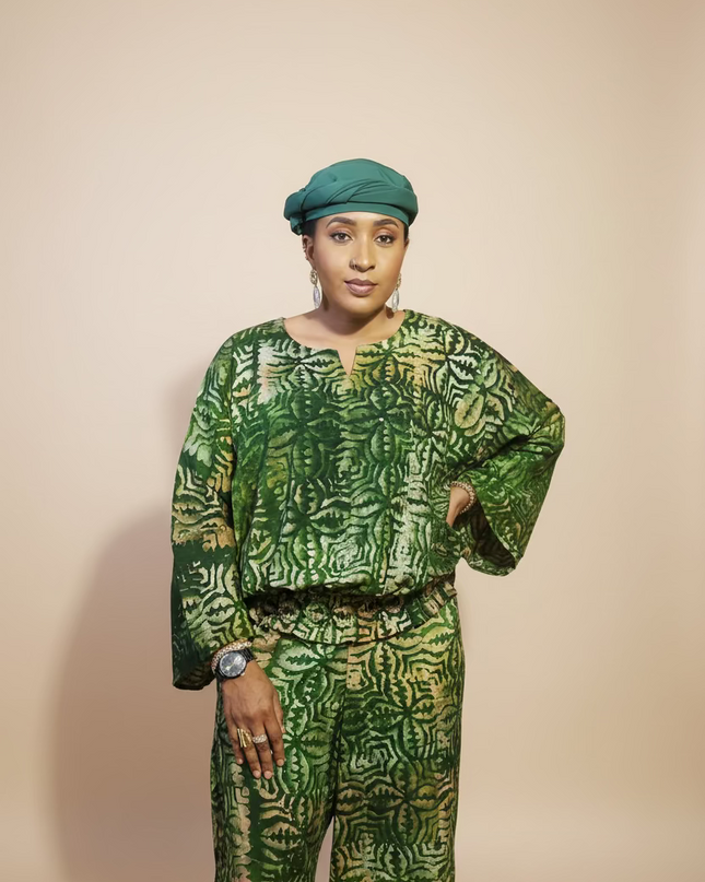 Ensemble pantalon adire ademide - vert forest
