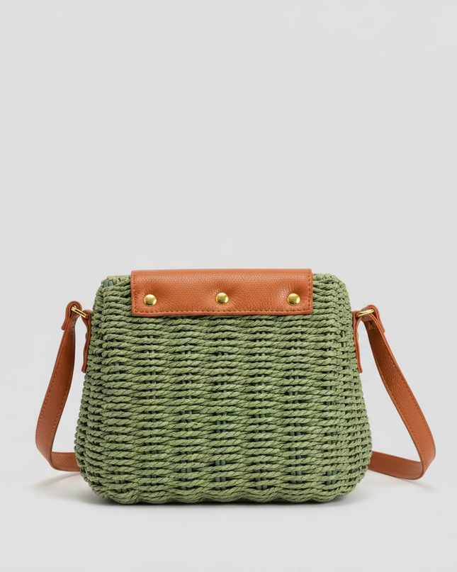Mini sac style osier cubique - Vert