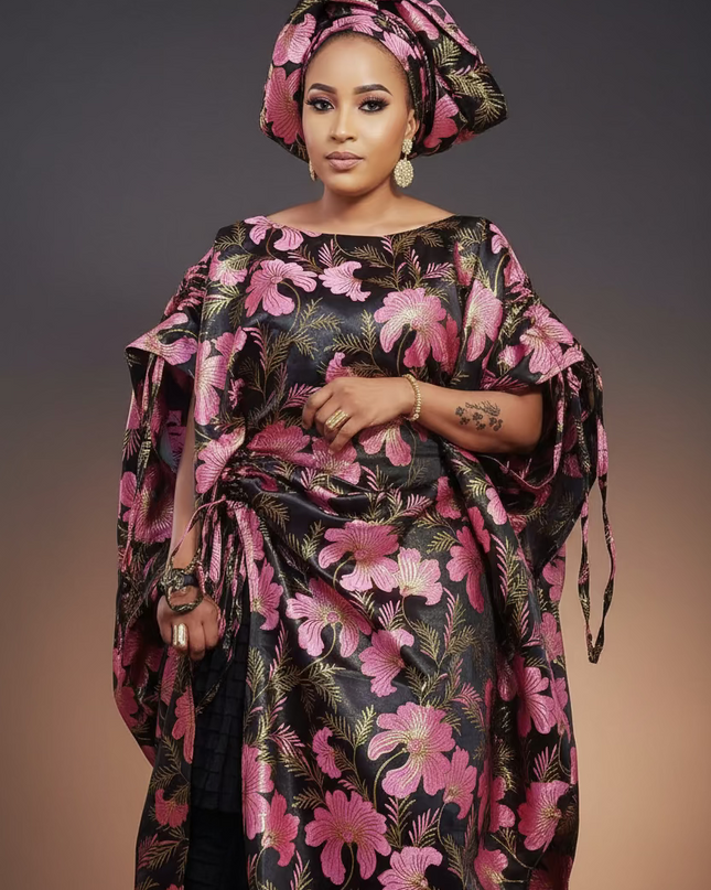 Ensemble khadija jupe brocart - Rose