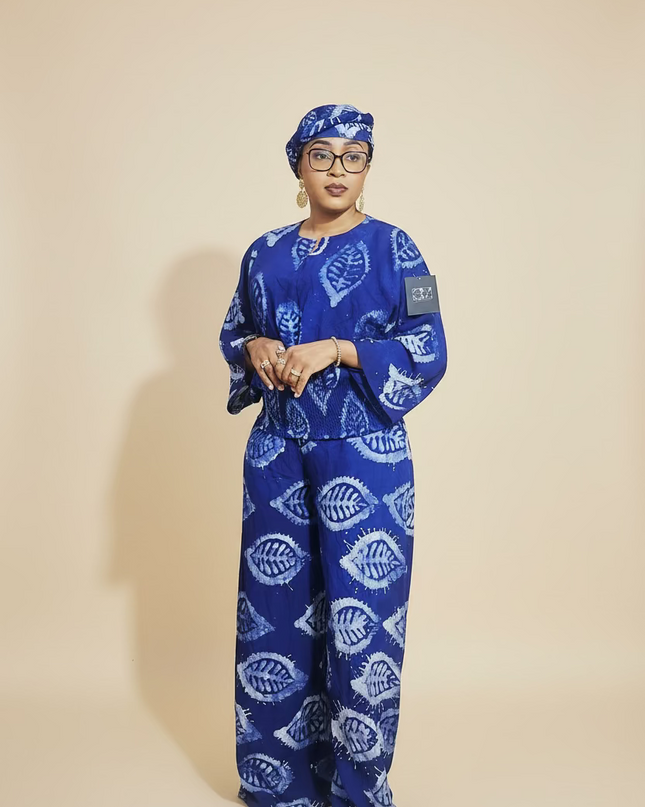 Ensemble pantalon adire - Bleu