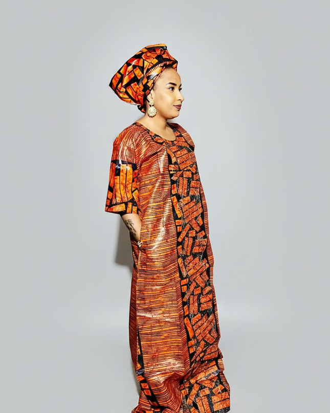 Boubou fanga brodé - Orange
