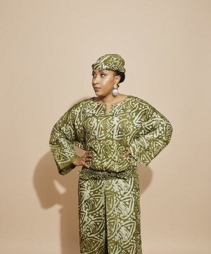 Ensemble pantalon adire yetunde - Vert olive
