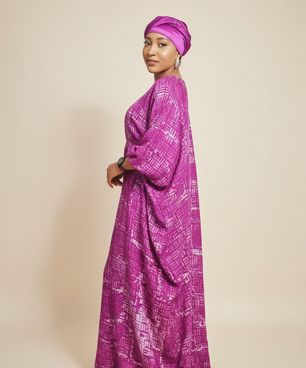 Boubou adire crêpe - Rose