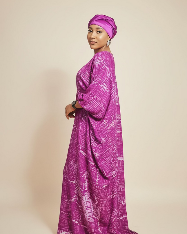 Boubou adire crêpe - Rose