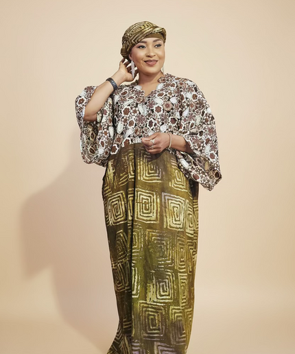 Robe adire dentelle - Marron
