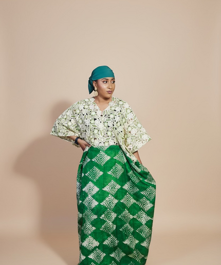 Robe adire dentelle - Vert