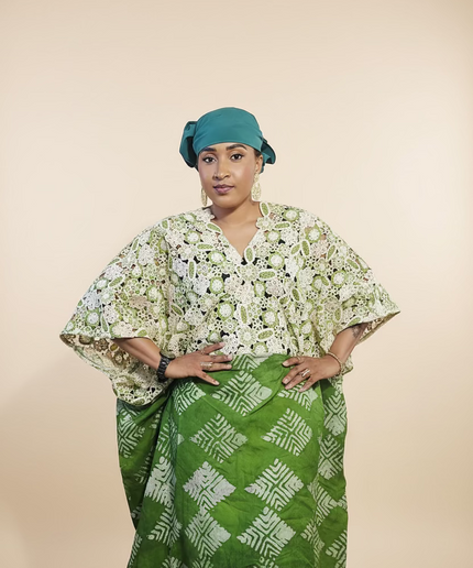 Robe adire dentelle - Vert