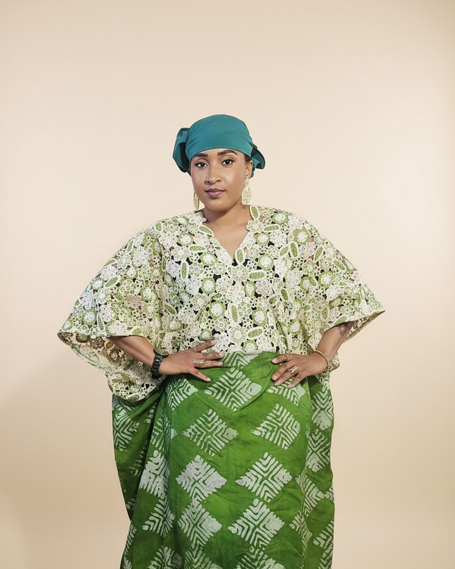 Robe adire dentelle - Vert