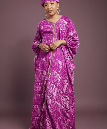 Boubou adire crêpe - Rose