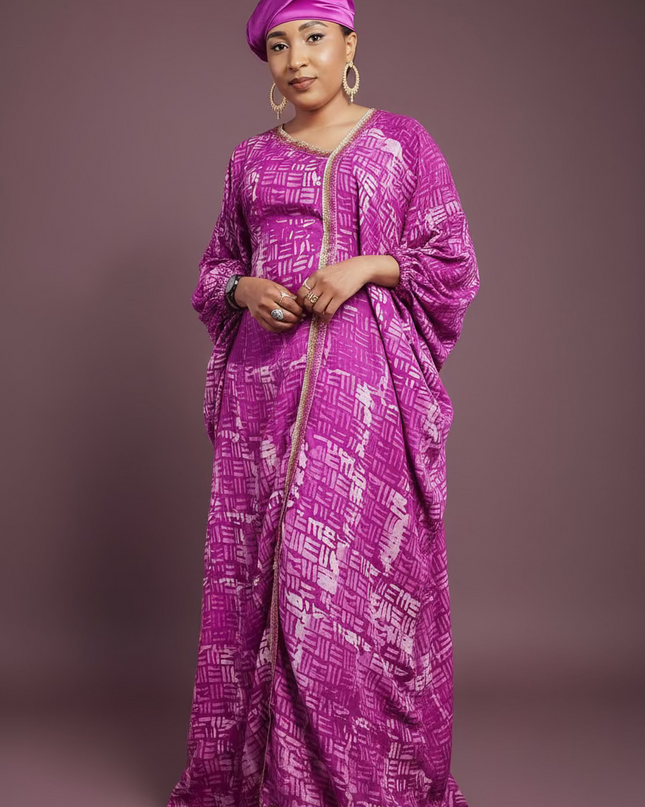 Boubou adire crêpe - Rose