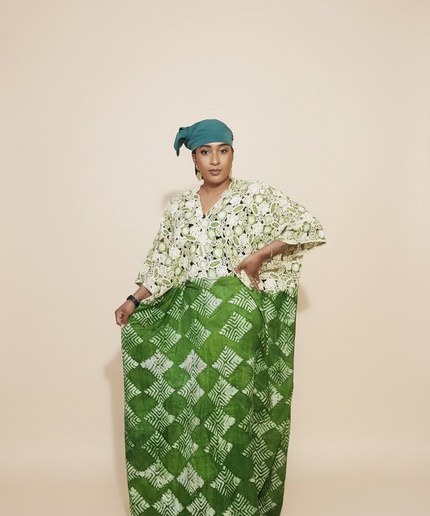 Robe adire dentelle - Vert