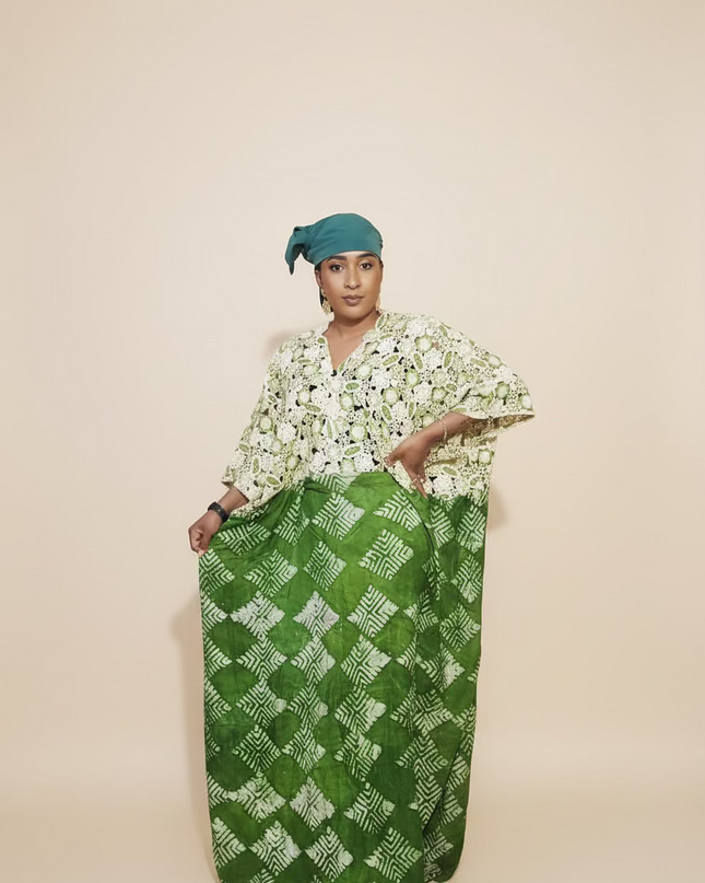 Robe adire dentelle - Vert