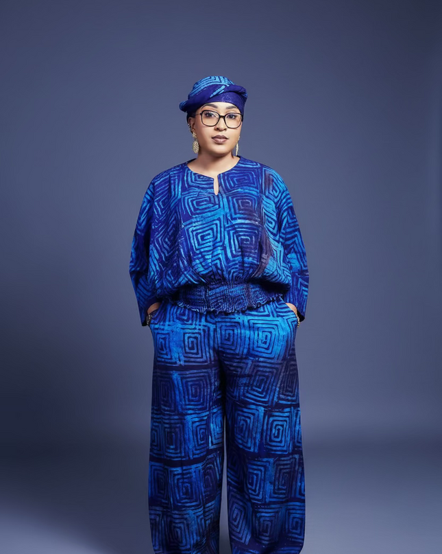 Ensemble pantalon adire - Bleu nuit