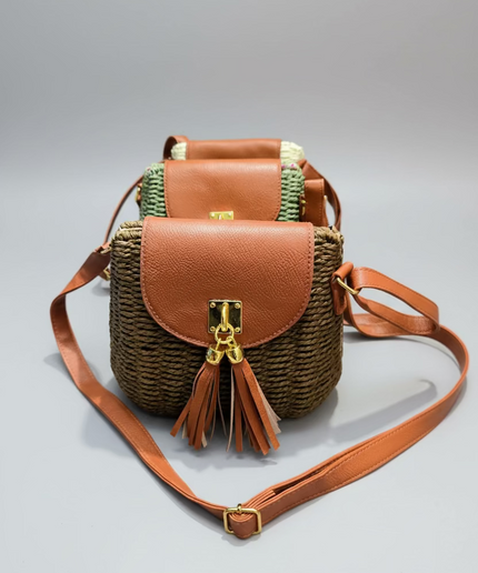 Sac style osier cubique - Marron