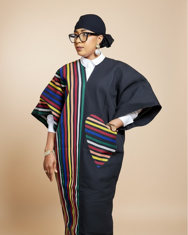 Robe slim en aso oke  - Noir