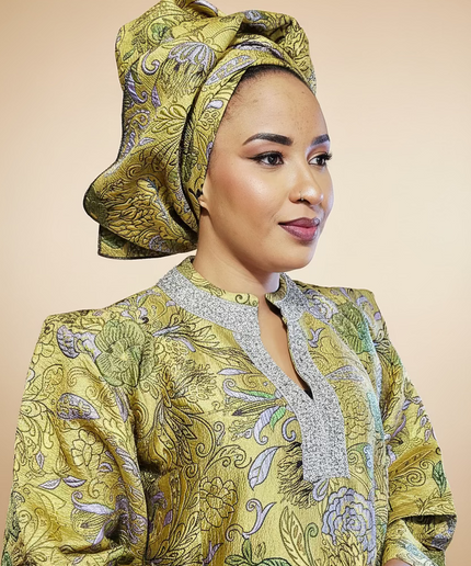 Boubou brocart aoua - Jaune