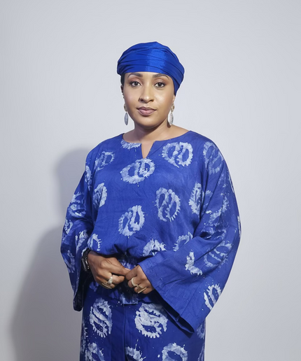 Ensemble pantalon adire olatomi - Bleu roi