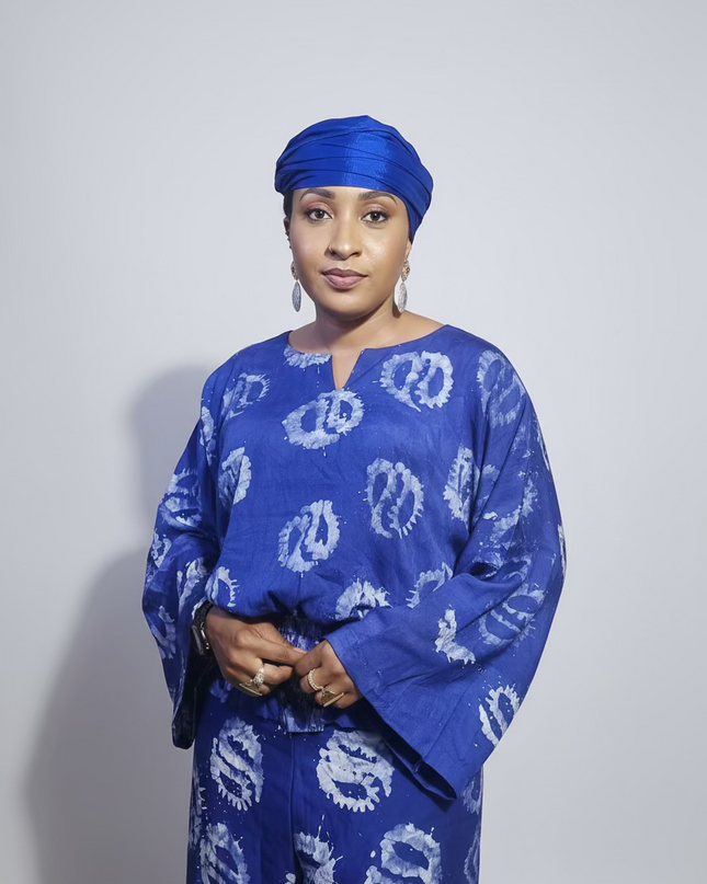 Ensemble pantalon adire olatomi - Bleu roi