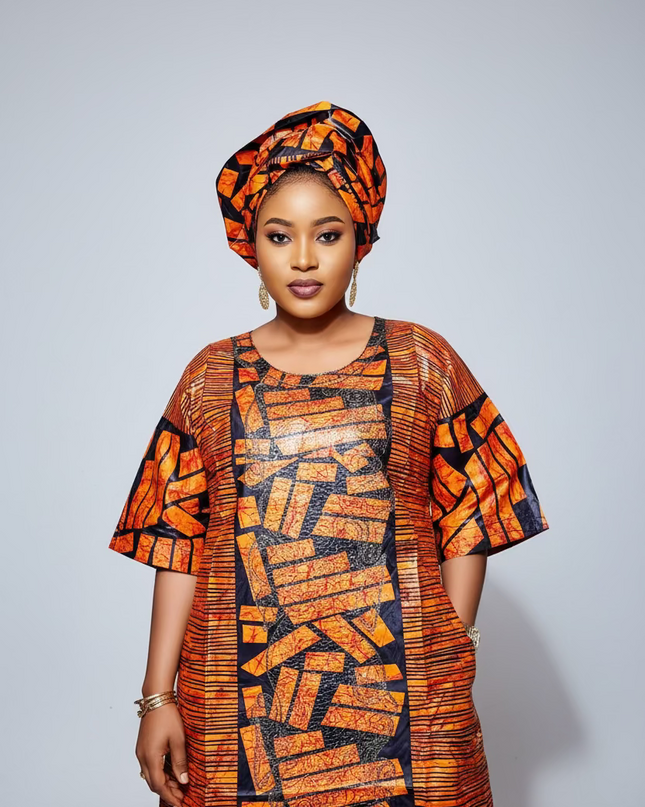 Boubou fanga brodé - Orange