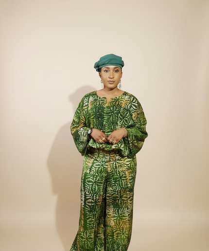 Ensemble pantalon adire ademide - vert forest