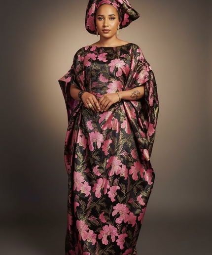 Ensemble khadija jupe brocart - Rose