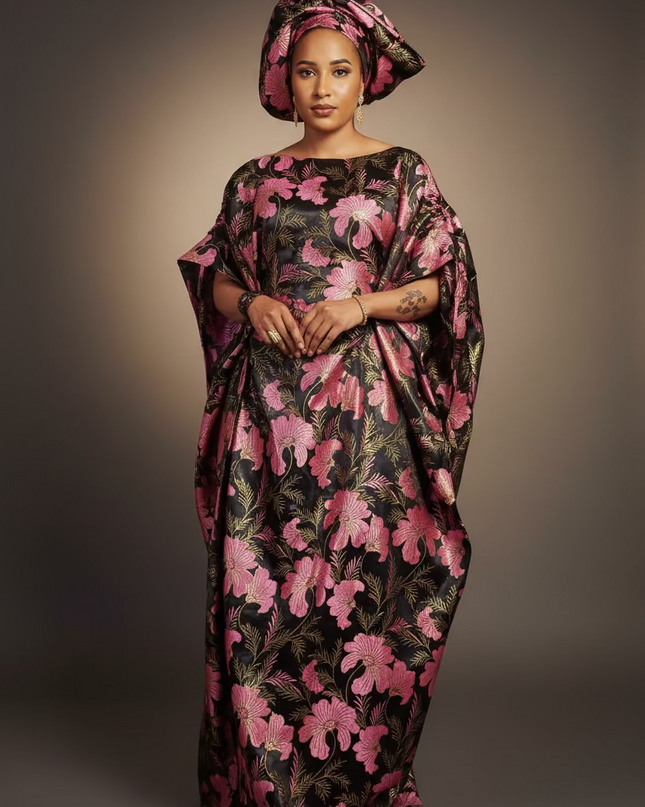 Ensemble khadija jupe brocart - Rose