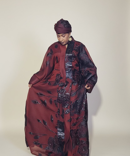 Ensemble brocart dubai - Rouge bordeaux