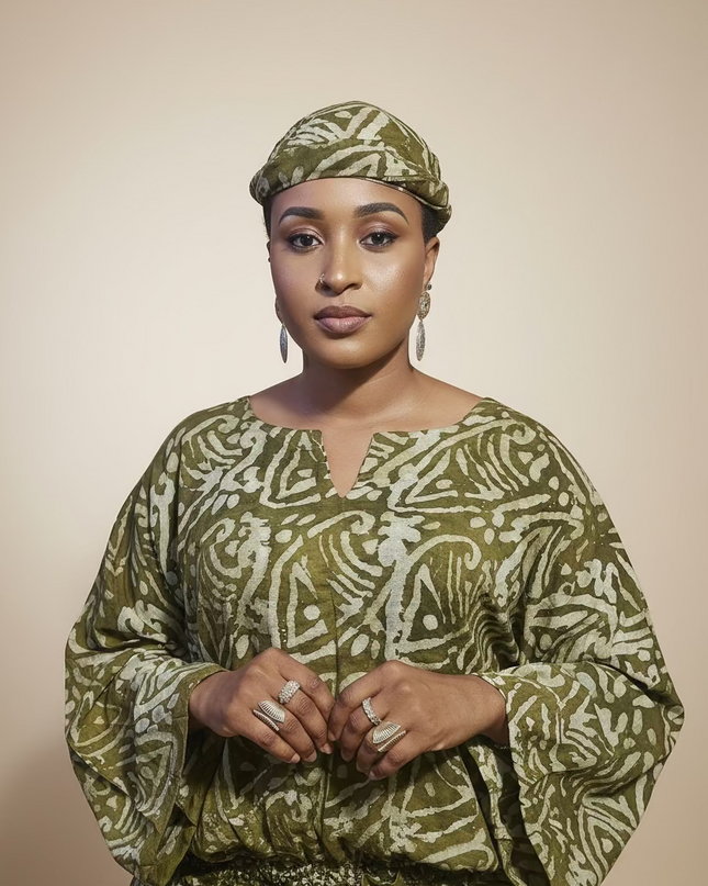 Ensemble pantalon adire yetunde - Vert olive