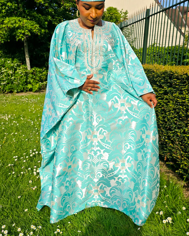 Boubou damask brodé - Vert d'eau
