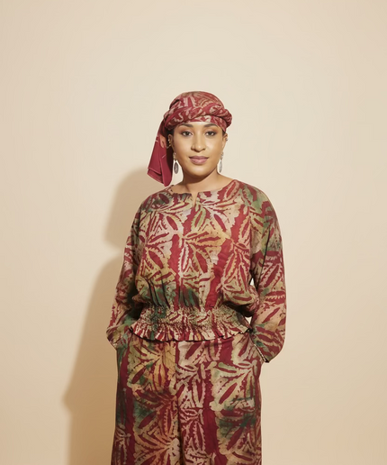 Ensemble pantalon adire shalewa - Rouge