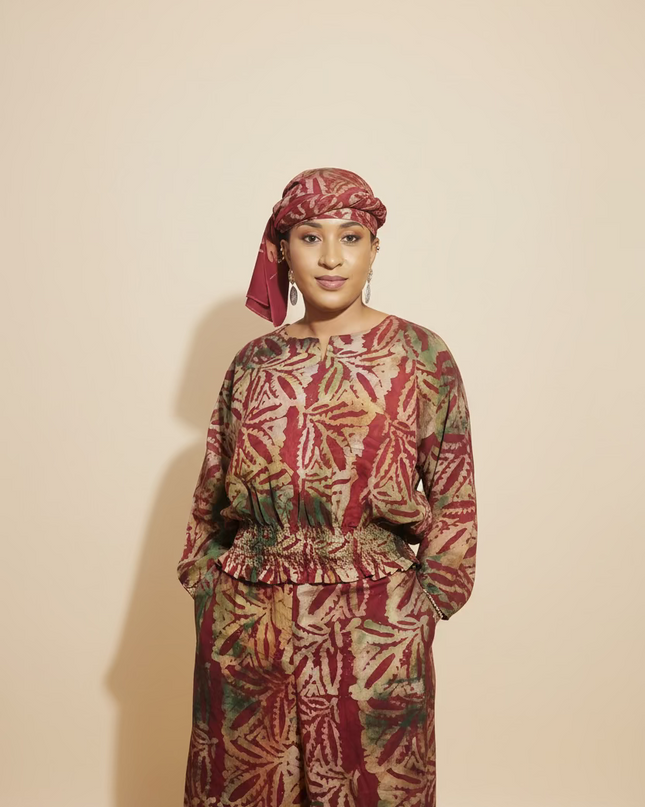 Ensemble pantalon adire shalewa - Rouge