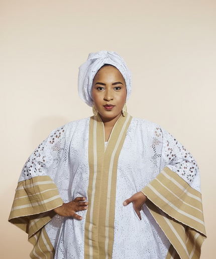 Robe morenike dentelle aso oke - Blanc
