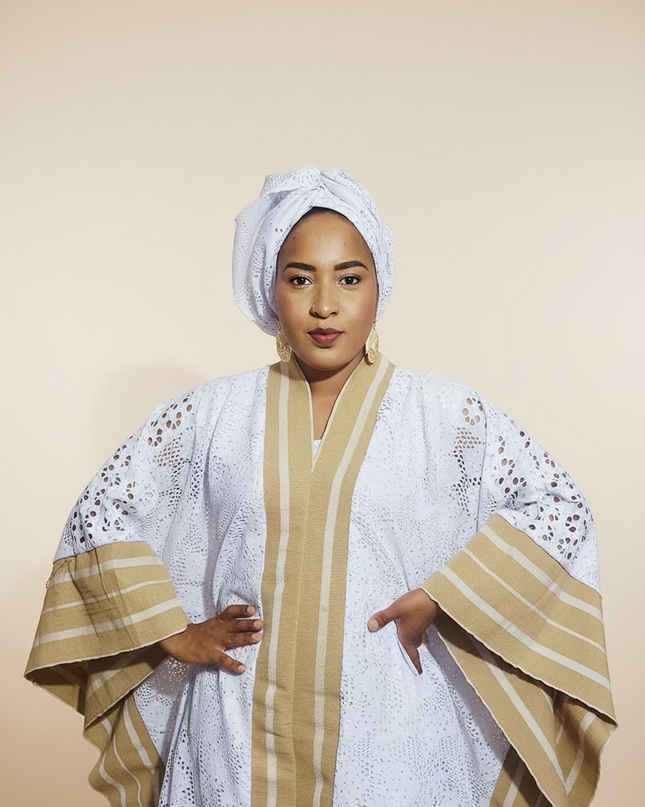 Robe morenike dentelle aso oke - Blanc