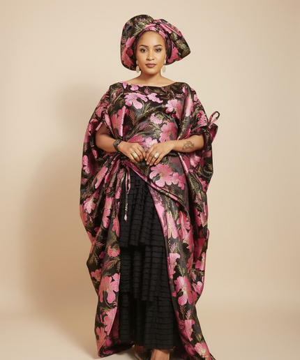 Ensemble khadija jupe brocart - Rose