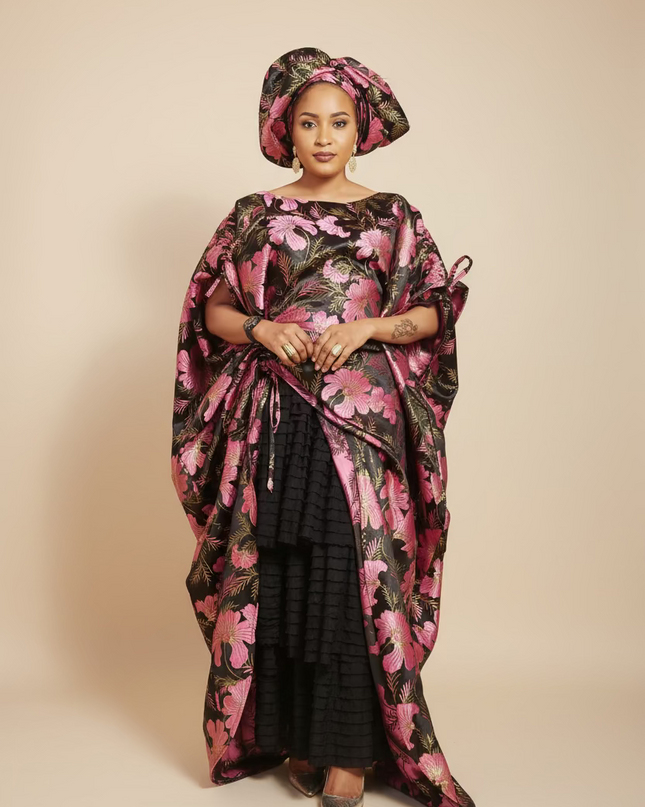 Ensemble khadija jupe brocart - Rose