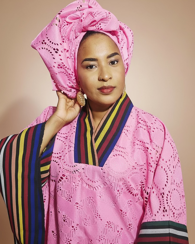 Robe morenike dentelle aso oke - Rose