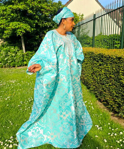 Boubou damask brodé - Vert d'eau