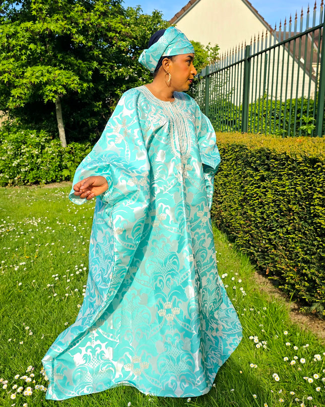 Boubou damask brodé - Vert d'eau