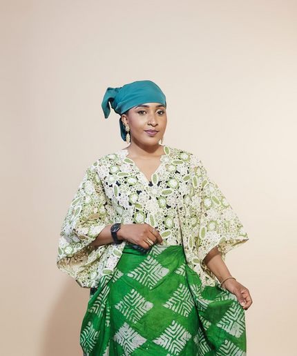 Robe adire dentelle - Vert