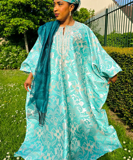Boubou damask brodé - Vert d'eau
