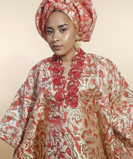 Boubou brocart ajewale  - Rouge