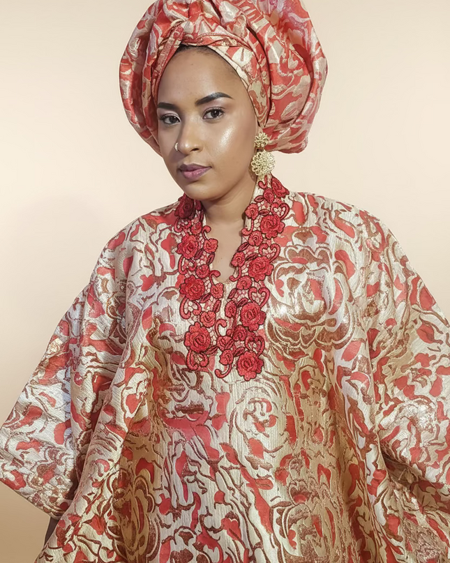 Boubou brocart ajewale  - Rouge