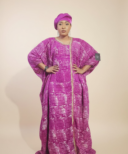 Boubou adire crêpe - Rose