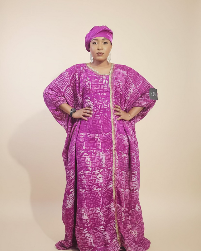 Boubou adire crêpe - Rose