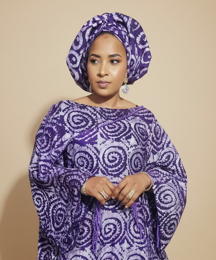 Boubou adire dempé perlé adewale - Violet