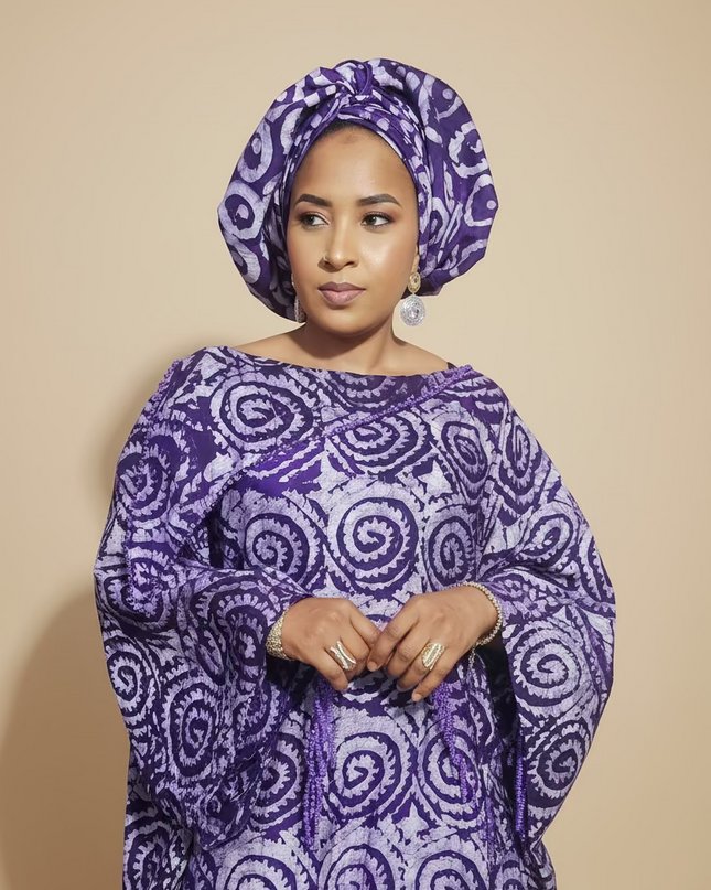 Boubou adire dempé perlé adewale - Violet