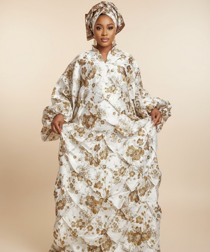 Robe arewa brocart - Marron