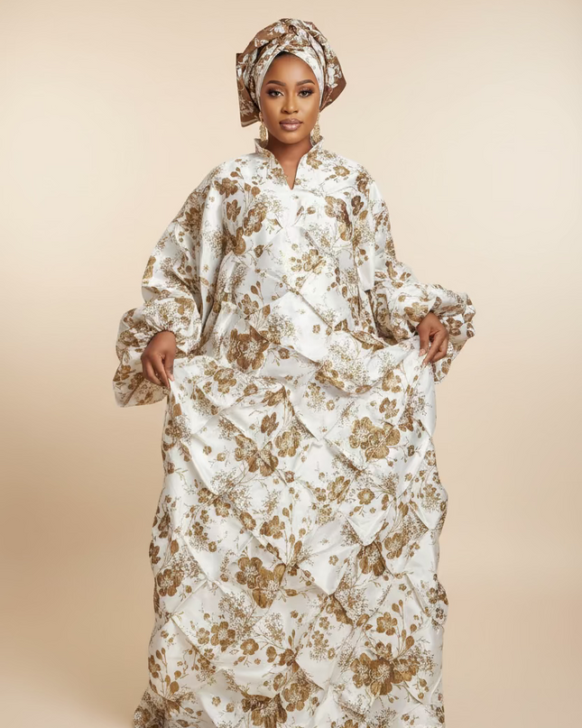 Robe arewa brocart - Marron